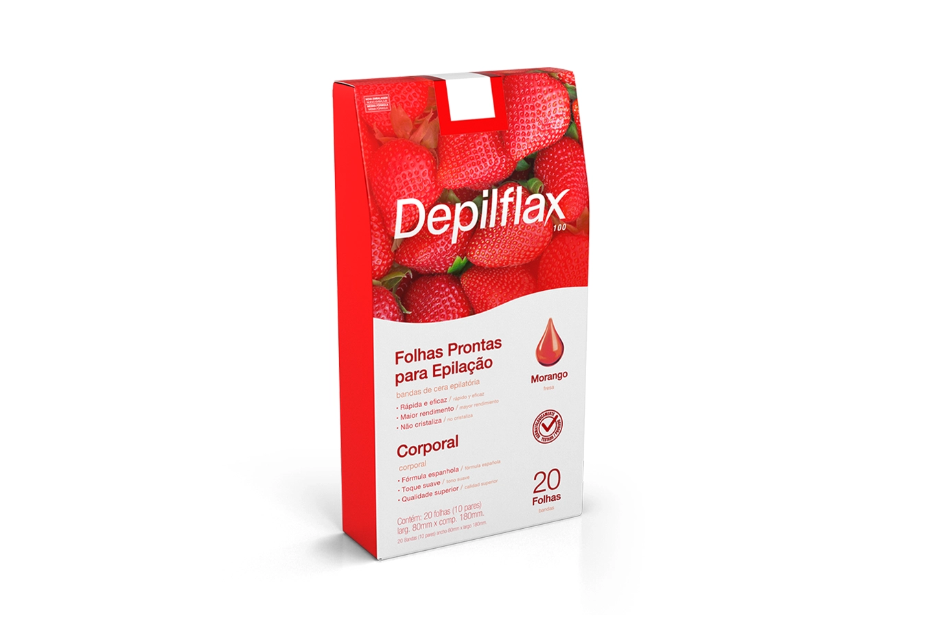 15403818663-depilflax-morango-20-folhas.webp Folhas Prontas Corporais c/20 folhas Morango Depilflax - Imagem 1